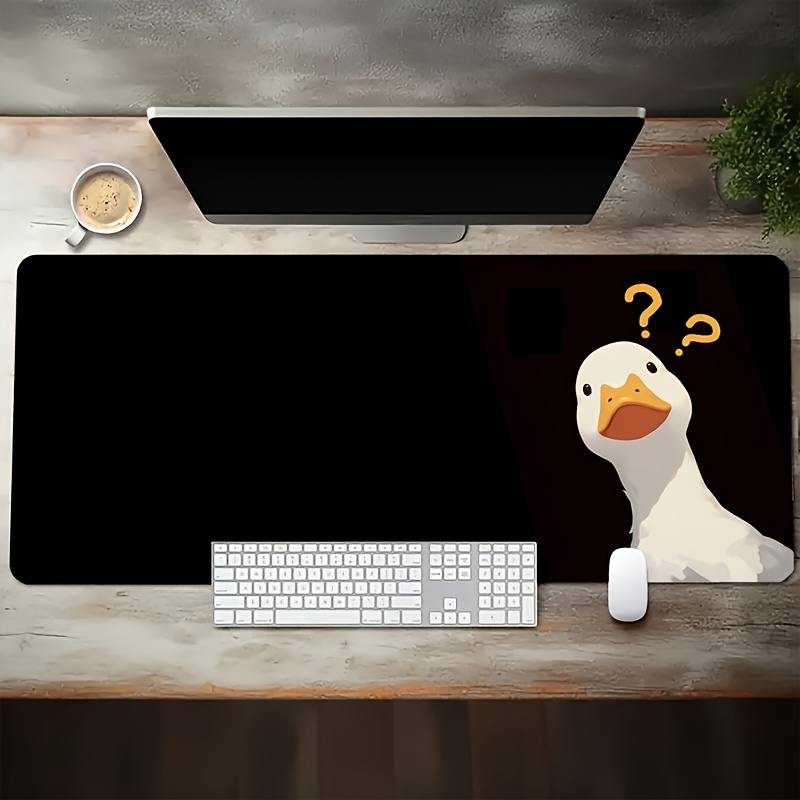 Home Office Questions - 愛らしいアヒル、クエスチョンマークダック XXL 大型マウスパッド 89.92X39.88cm、ワイヤレスマウス・キーボード用拡張コンピューターマウスパッド、縁は縫い付けられており、滑り止めベース付き、オフィス・家庭・ゲーマーに最適