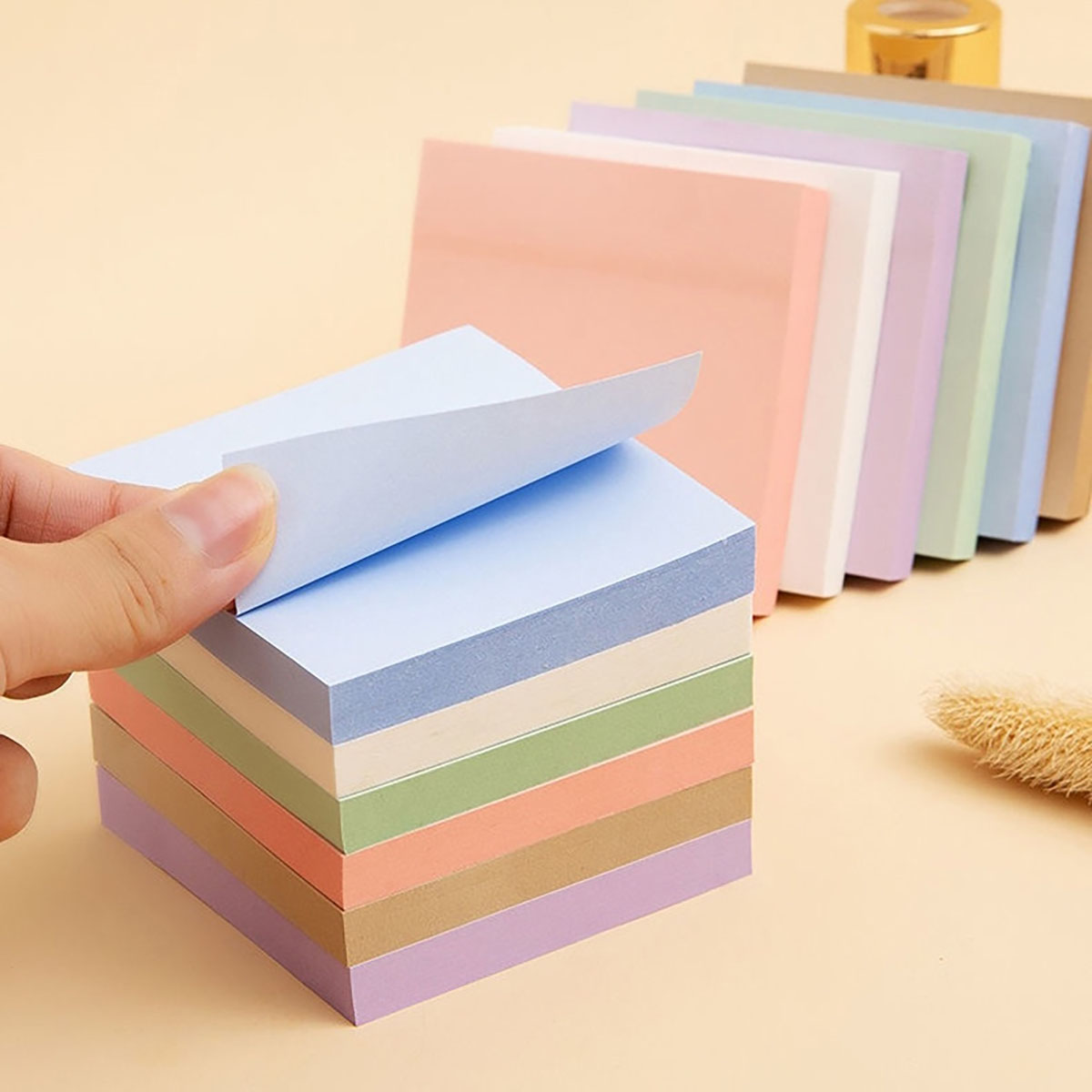 Sticky Note Dispenser - 100枚入り カラフル付箋紙 ポジットステーショナリー紙ステッカー ポストイット メモ帳 ノート