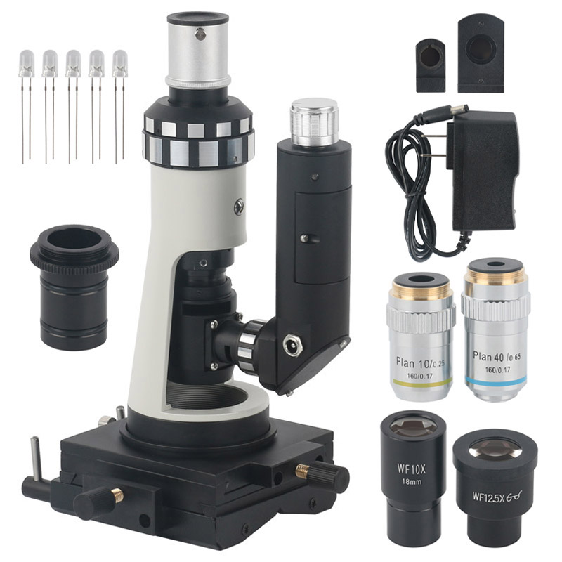 Zoom Lighting Kit - 産業用ハンドヘルドポータブルメタリックグラフィック顕微鏡,ズーム100x400x,偏光ライト,磁気ベース偏光器,1セット