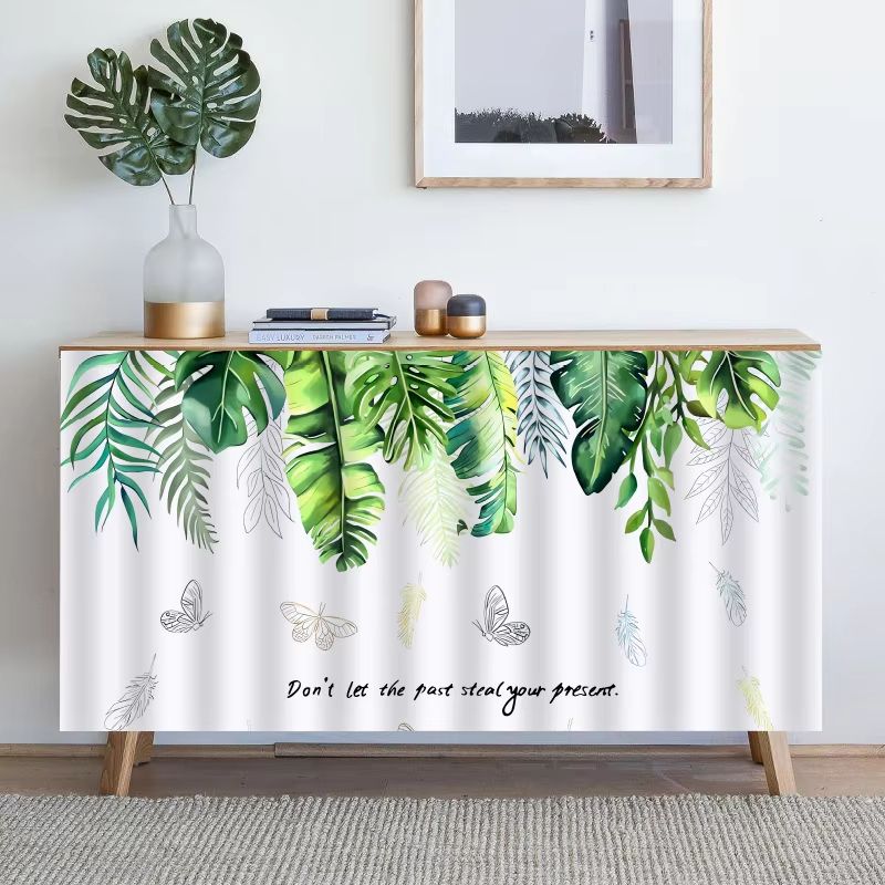 Home Office Quotes - VIKAMA シングルマジックテープカウンターカーテン トロピカルモンステラ バタフライ引用プリント ドリル不要 ダストカバー