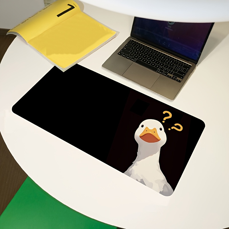 Home Office Questions - かわいいアヒルのテーマデザイン、クエスチョンマークアヒルXXL大型マウスパッド、拡張コンピューターラバーマウスパッド、オフィス、家庭、ゲーム用デスクマット、マウスパッド