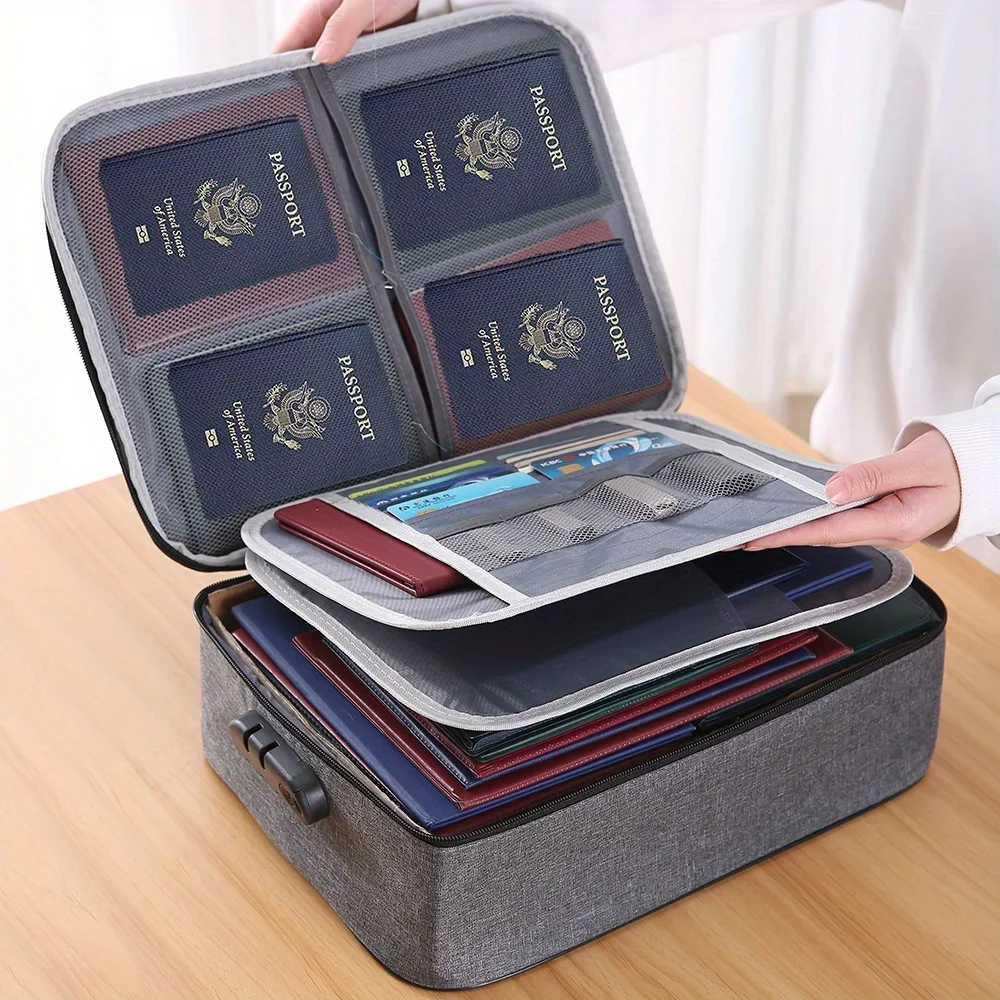 Home Office Travel Document - ファイルオーガナイザーバッグドキュメントホームオフィス旅行安全バッグ重要なパスポート証明書のための多層ポータブルストレージ