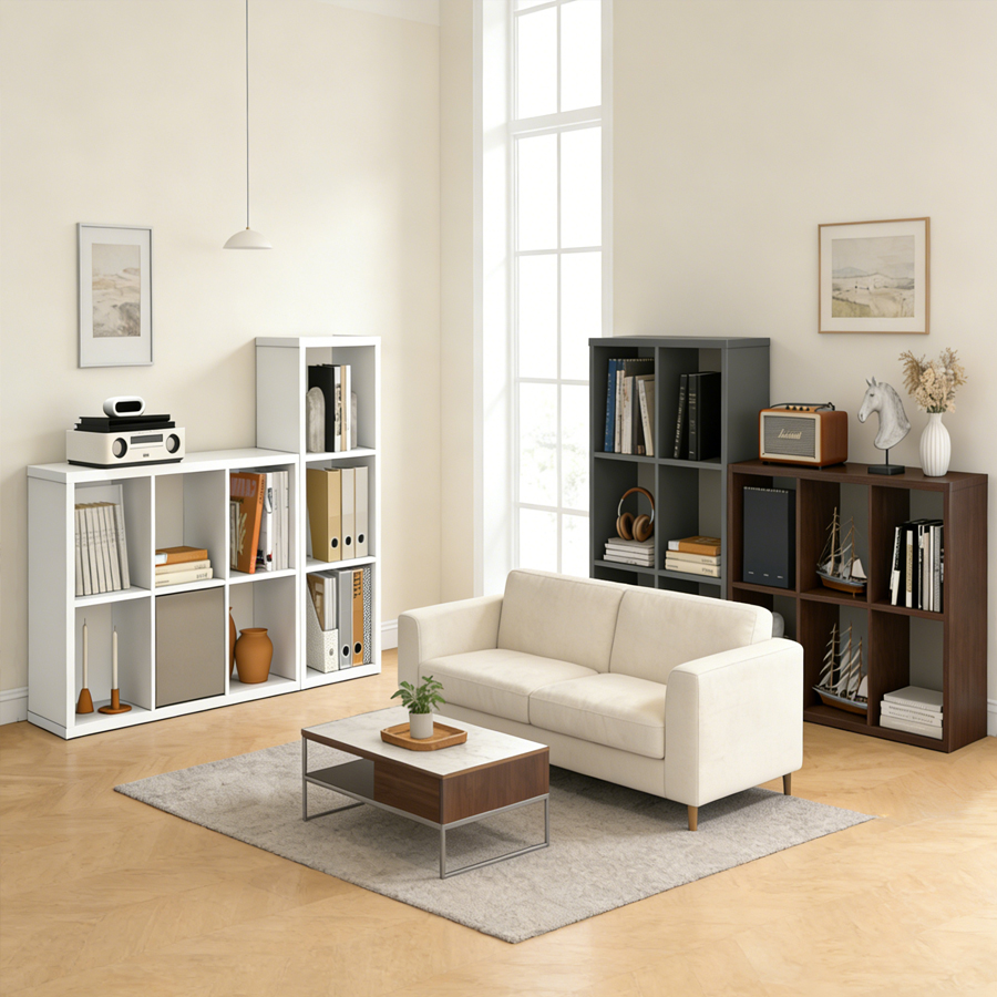 Bookcase Wood Shelf - 2026 木製厚フレーム 2/3 キューブ収納オーガナイザーシェルフ 転倒防止キット付き +