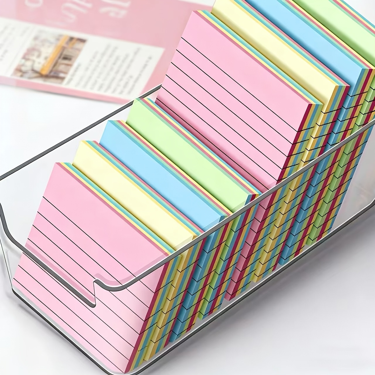 Sticky Note Dispenser - 100/200枚入り カラフルな厚手の粘着メモ - 便利でクリエイティブなメモ帳、4色展開 - 切り取り可能なメモ帳