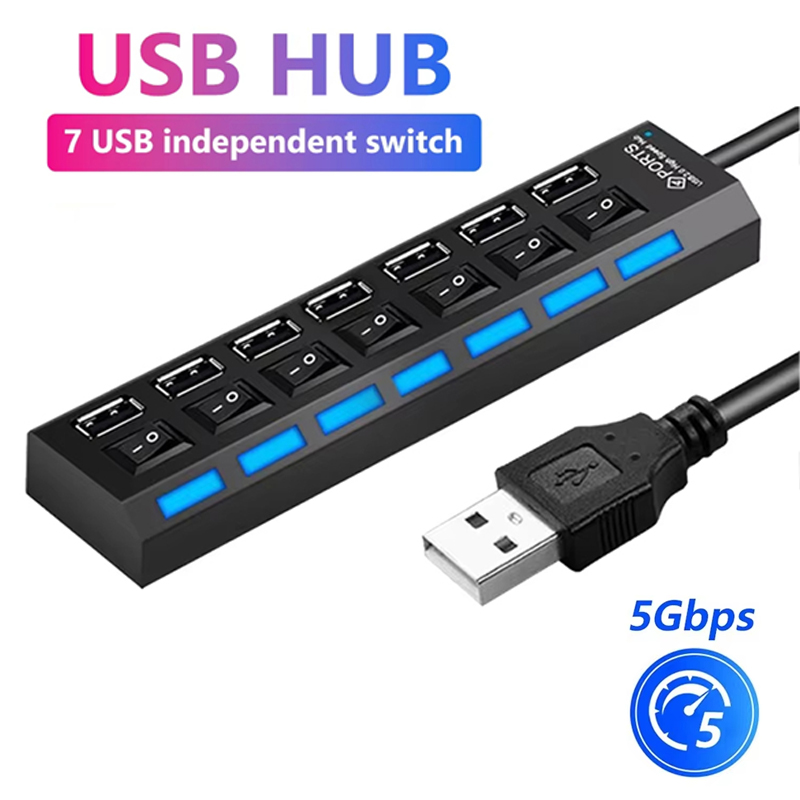 Home Office Pc - 7 ポート USB 2.0 ハブスプリッターラップトップコンピュータアクセサリー用 LED