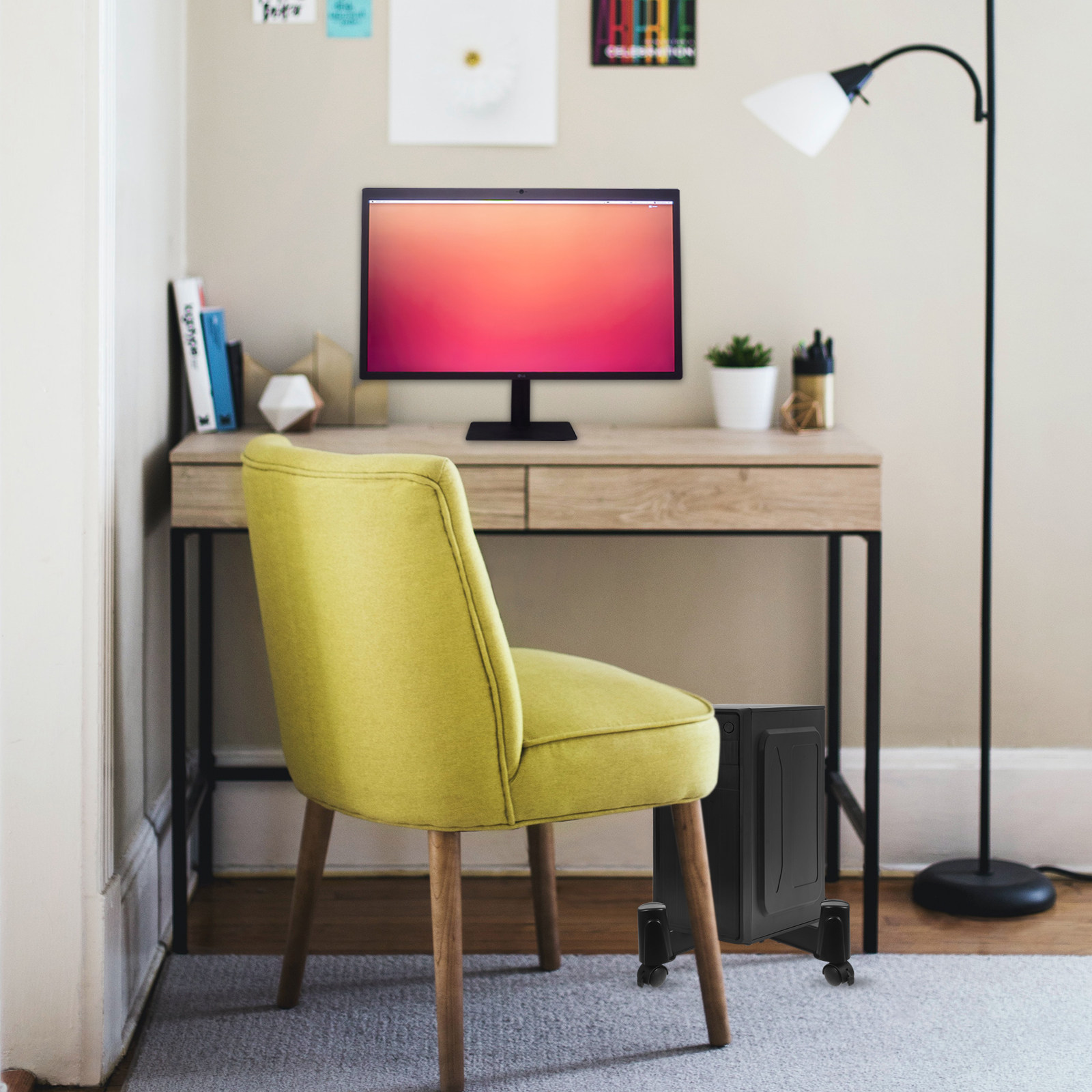 Home Office Pc - モバイルコンピュータタワースタンド、4つのスムーズなキャスター付き、PC CPUの放熱用、デスクトップオフィスや家庭での使用に適した頑丈なCPUホルダーラック