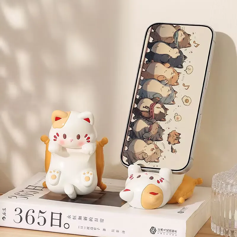 かわいい漫画の猫のデスクトップオーナメント、電話スタンド、ク - Home Office Desks のレビューと価格
