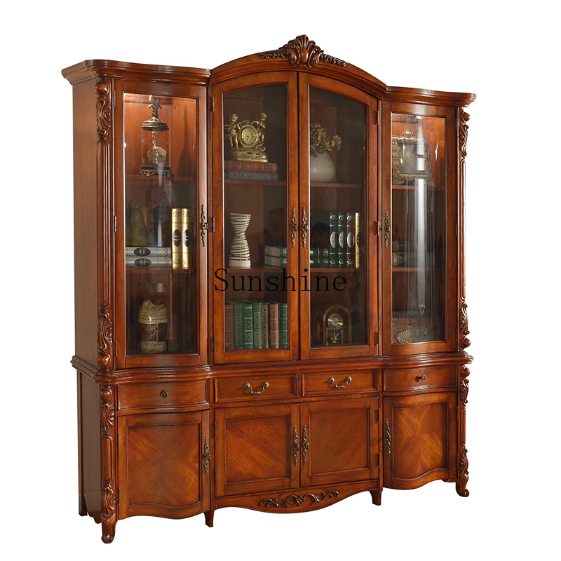 アメリカの無垢材の大きな本棚、4ドアの容量の棚 - Bookcase Wood Shelf のレビューと価格