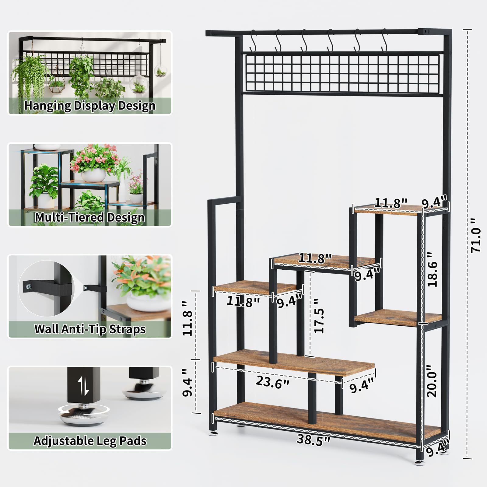 モダンなガーデンリビングルーム用メタル木製収納本棚、鉄製多層 - Bookcase Wood Shelf のレビューと価格