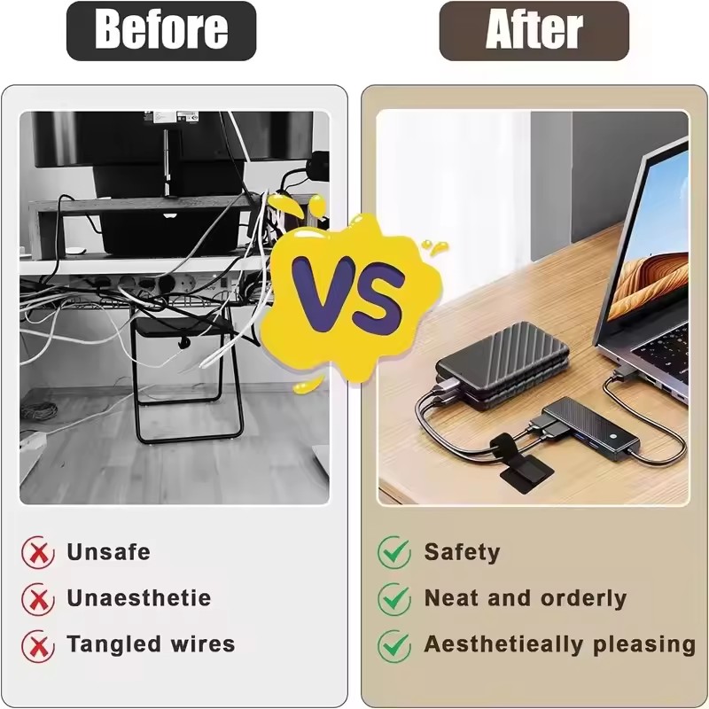 4/20個入り 再利用可能な粘着式ケーブルタイ 調整可能なフ - Home Office Desks のレビューと価格