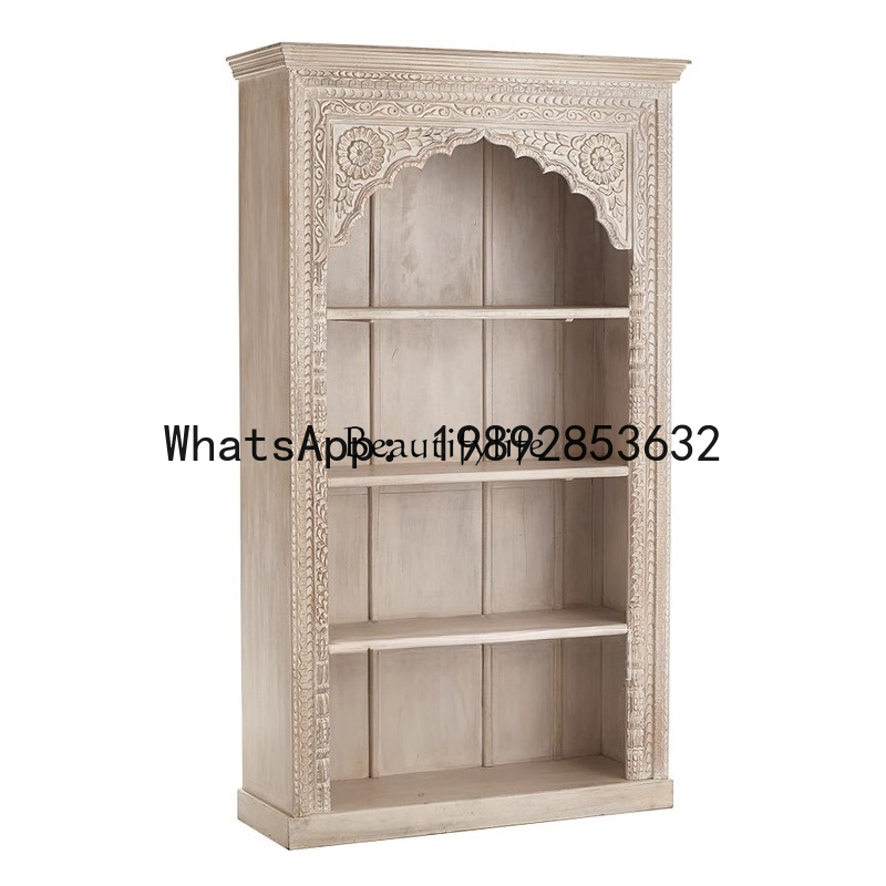 LYY アメリカンカントリー古い無垢材彫刻花柄レトロ多層ディ - Bookcase Wood Shelf のレビューと価格
