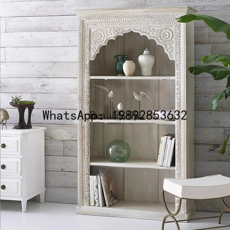 LYY アメリカンカントリー古い無垢材彫刻花柄レトロ多層ディ - Bookcase Wood Shelf のレビューと価格
