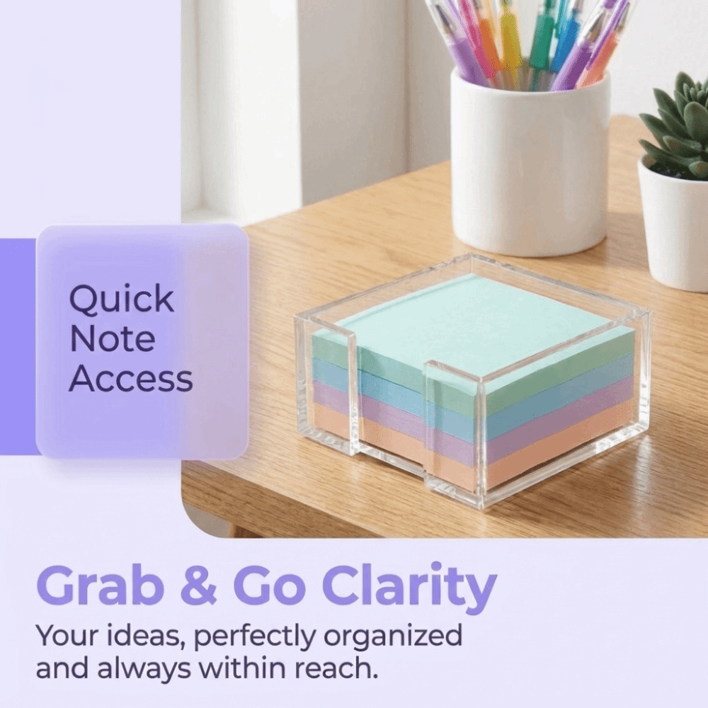 透明付箋ホルダー多機能クリスタルクリアメモ帳ホルダーデスク整 - Sticky Note Dispenser のレビューと価格