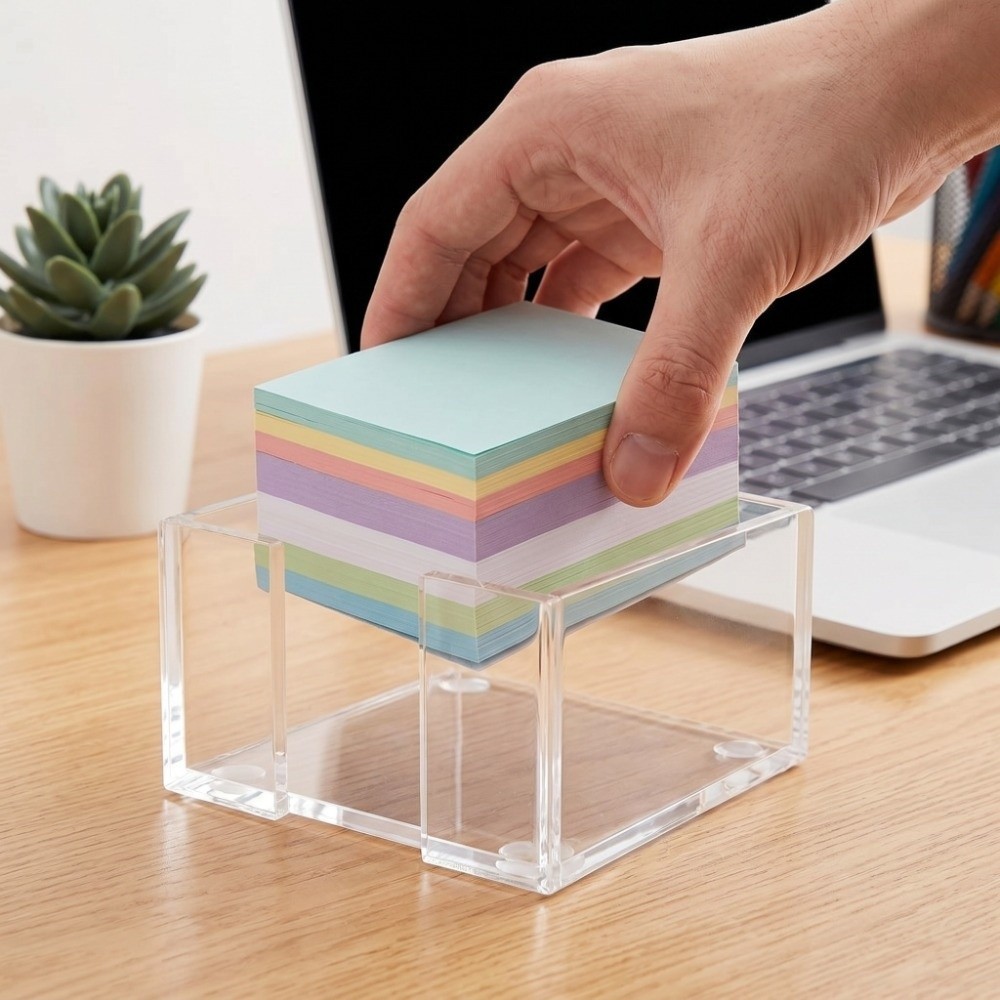 透明付箋ホルダー多機能クリスタルクリアメモ帳ホルダーデスク整 - Sticky Note Dispenser のレビューと価格