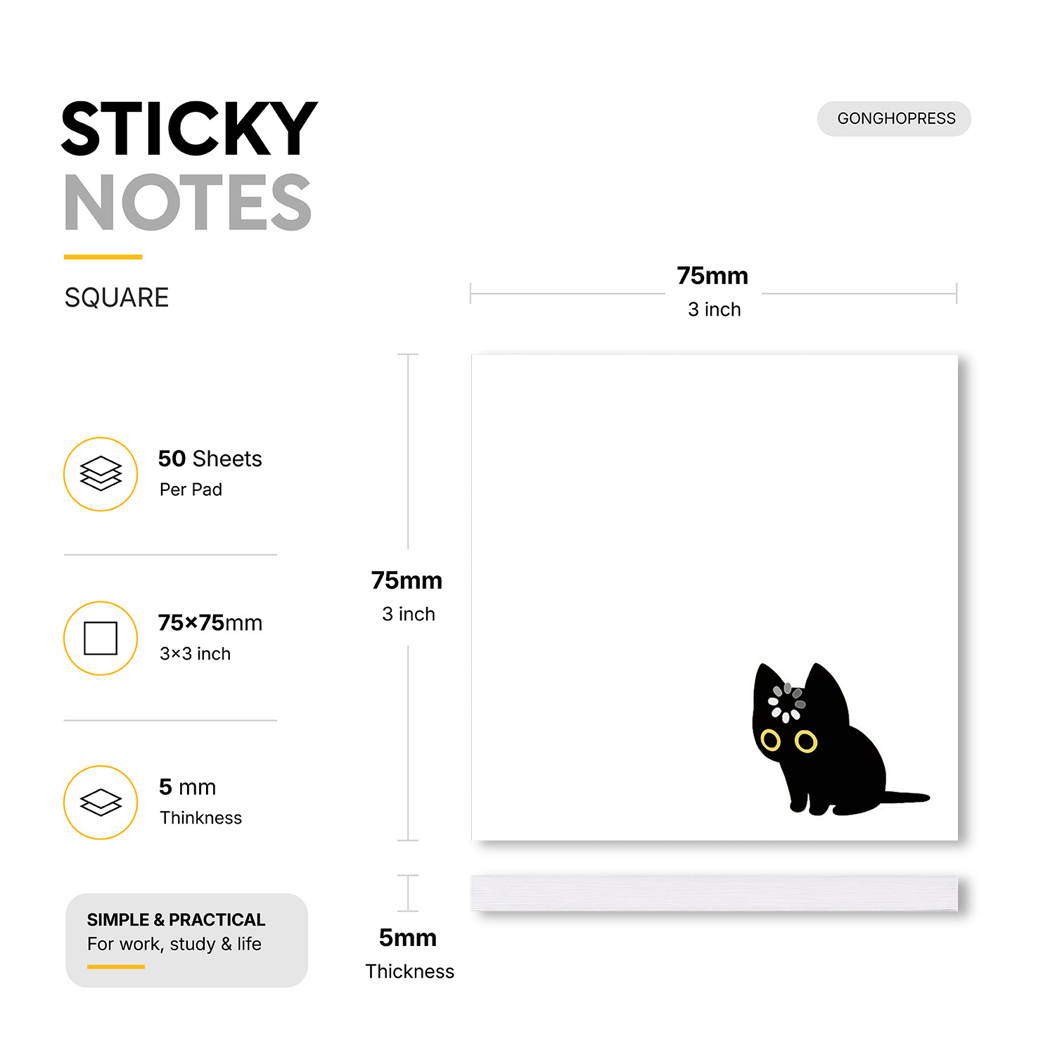 かわいい黒猫の付箋2個、かわいい動物のセルフスティックメモパ - Sticky Note Dispenser のレビューと価格