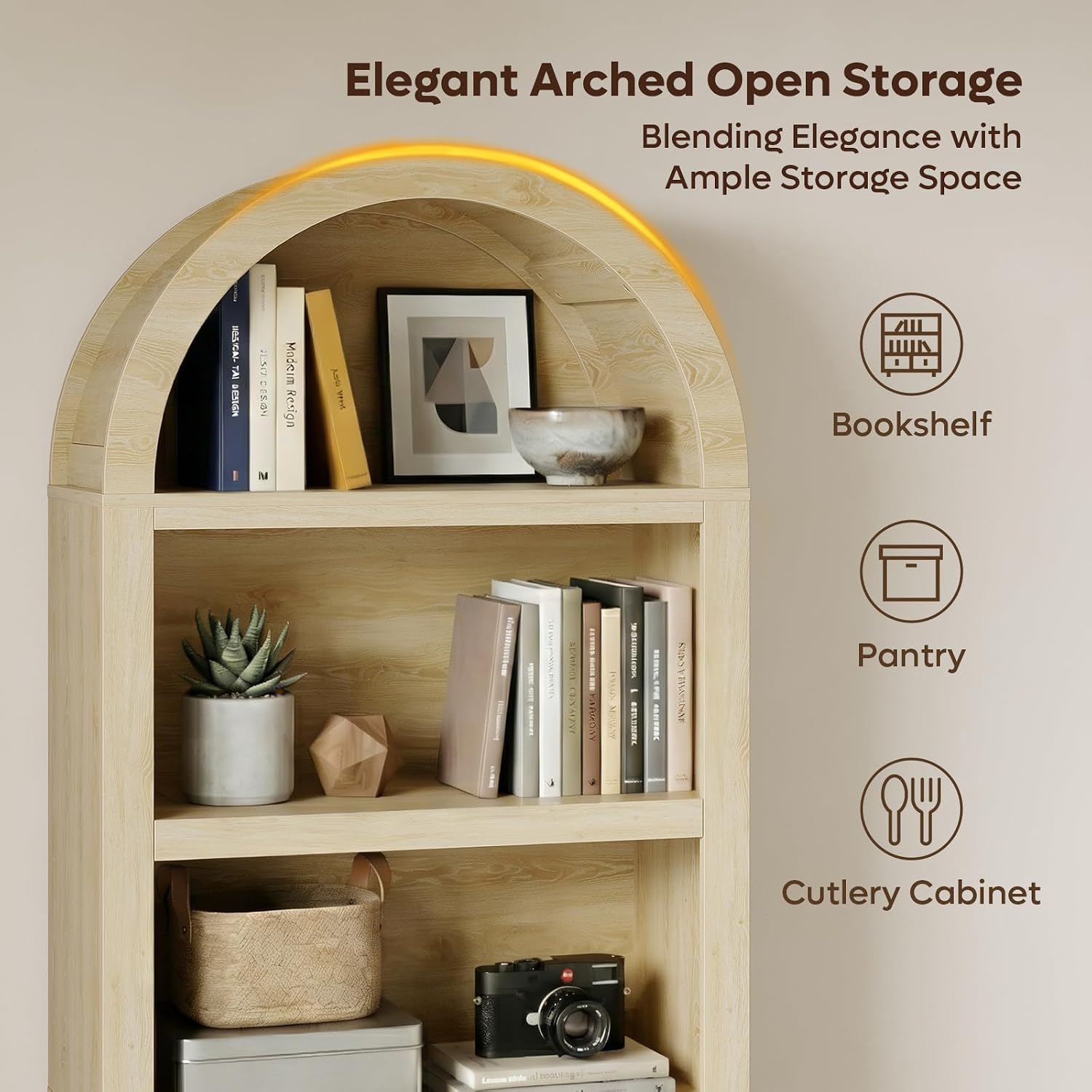 Bestier 76インチ高さのアーチ型本棚、2段調節可能な - Bookcase Wood Shelf のレビューと価格