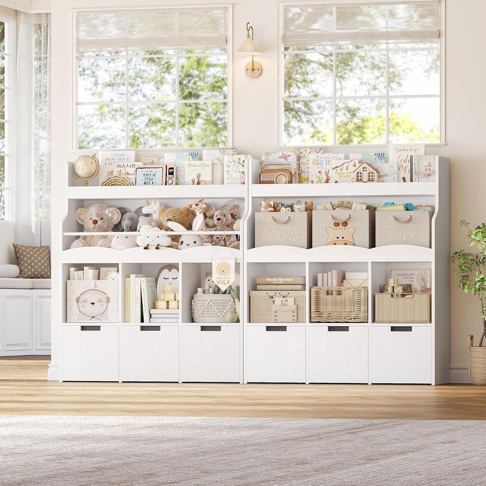 子供用おもちゃ収納オーガナイザー（本棚付き）、多機能本棚（3 - Bookcase Wood Shelf のレビューと価格