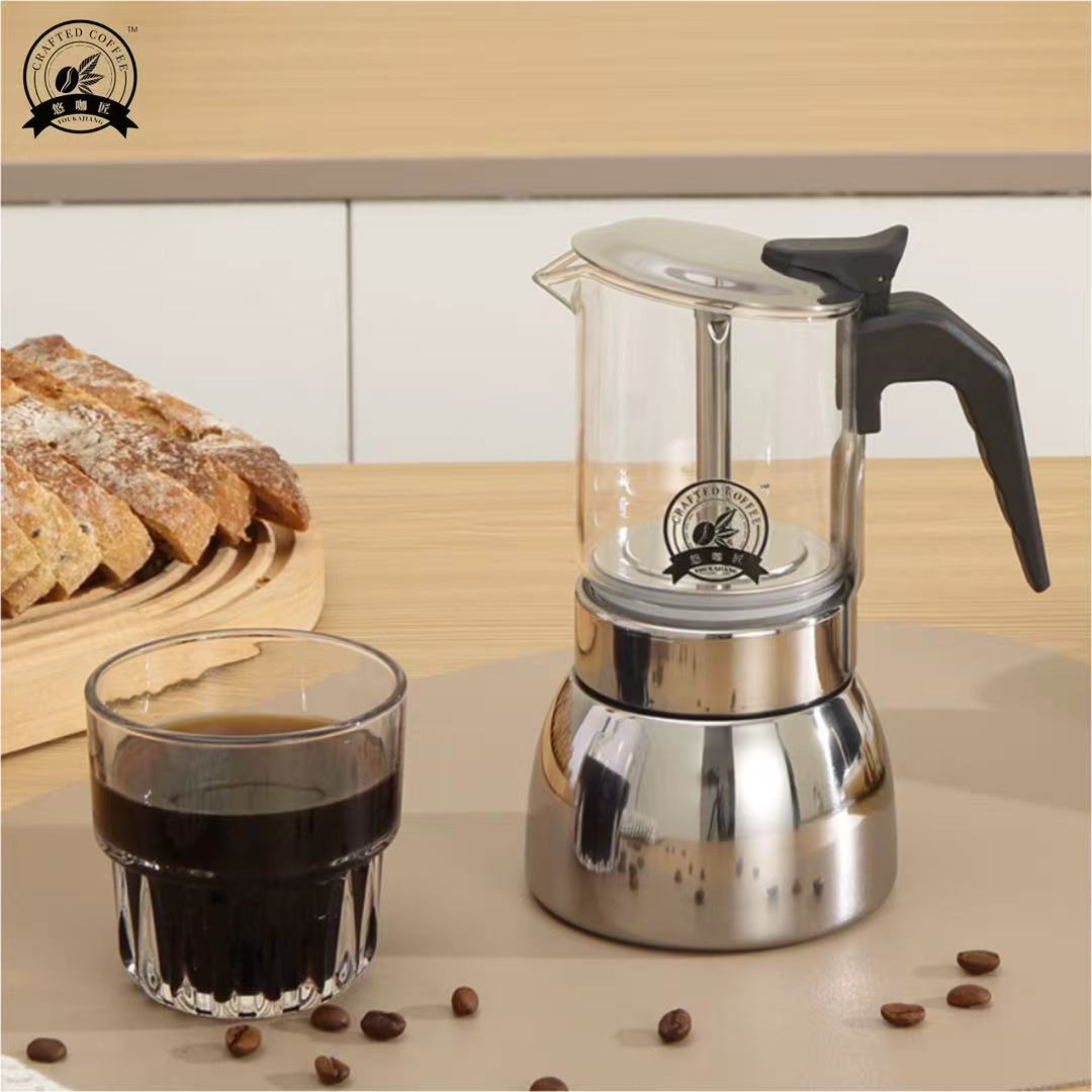 4/6 シースルー モカ ポット: 高ホウケイ酸ガラスボディ - Home Office Moka のレビューと価格
