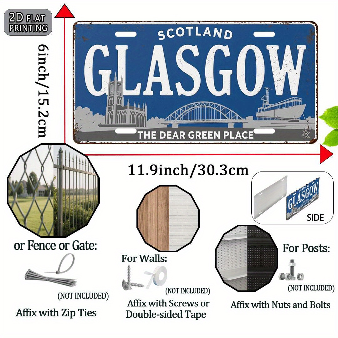 グラスゴー スコットランド シティスカイライン ブリキ看板  - Home Office In Glasgow のレビューと価格