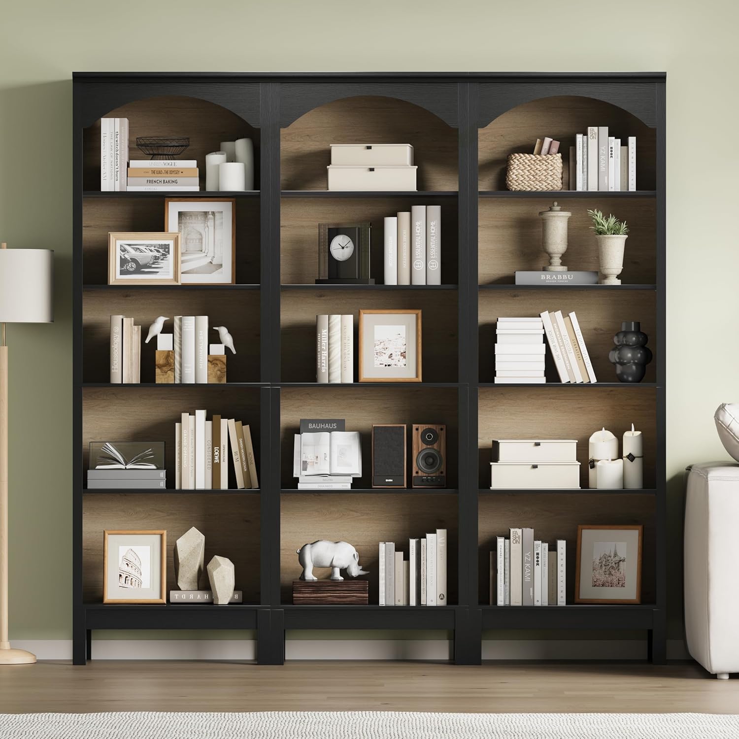 アーチ型の本棚、5段オープン棚、高さ71インチの木製本棚、調 - Bookcase Wood Shelf のレビューと価格