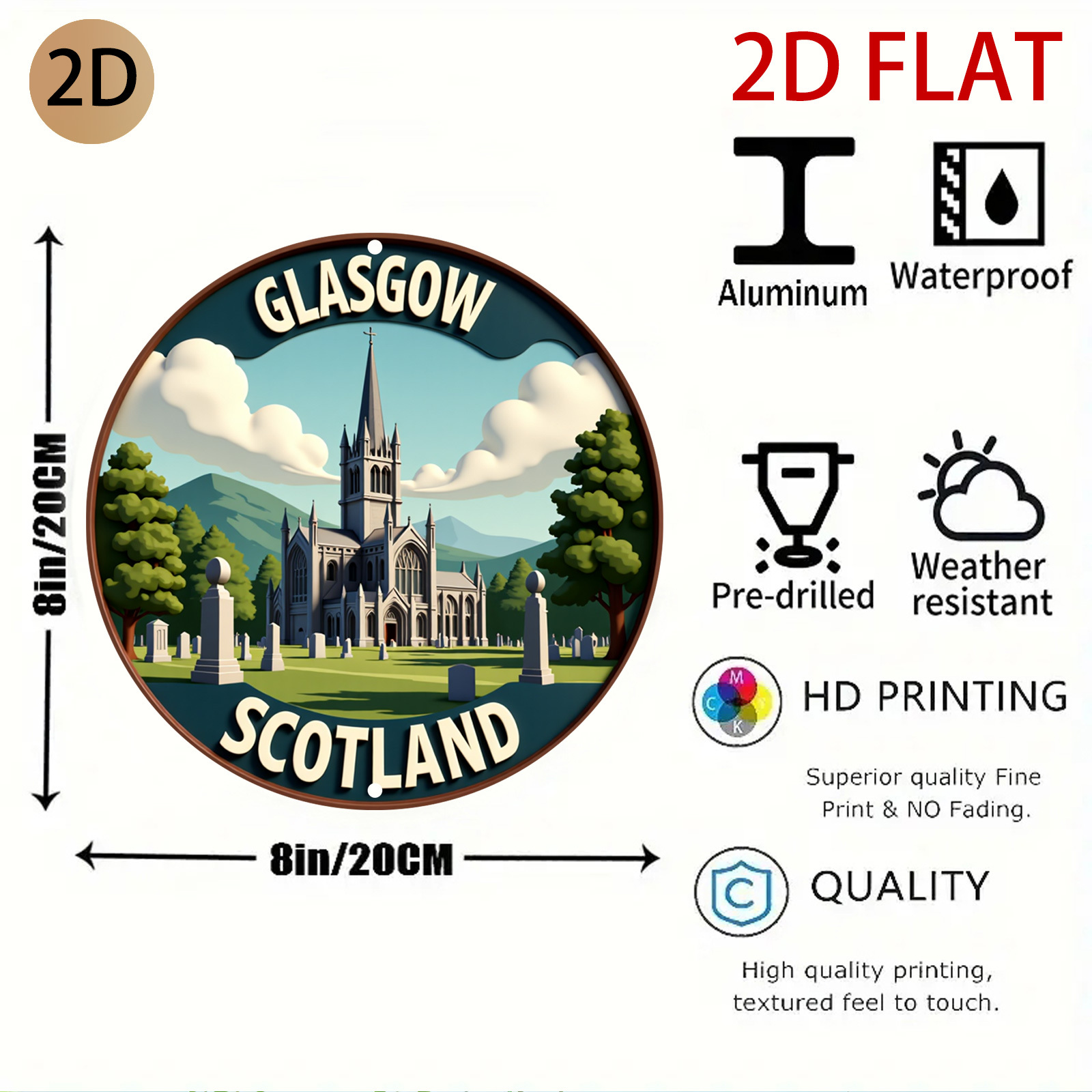 2Dフラットグラスゴースコットランド大聖堂イラストヴィンテー - Home Office In Glasgow のレビューと価格