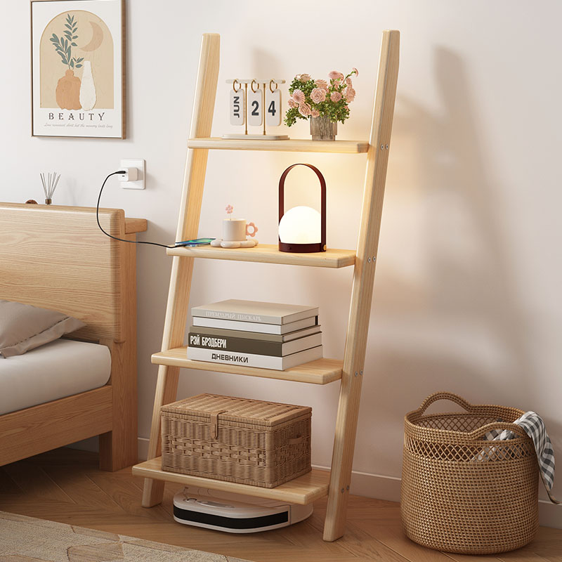 ‌ 無垢材の壁棚、クリエイティブなはしご本棚、頑丈な床収納ラ - Bookcase Wood Shelf のレビューと価格