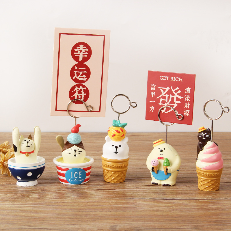夏のアイスクリームメッセージフォルダー猫ミニチュアシーン装飾 - Sticky Note Dispenser のレビューと価格