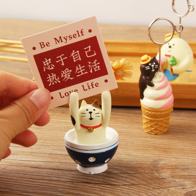 夏のアイスクリームメッセージフォルダー猫ミニチュアシーン装飾 - Sticky Note Dispenser のレビューと価格