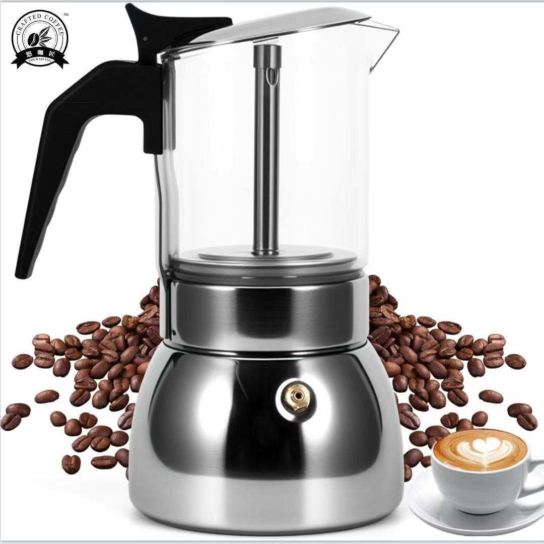 4/6 シースルー モカ ポット: 高ホウケイ酸ガラスボディ - Home Office Moka のレビューと価格