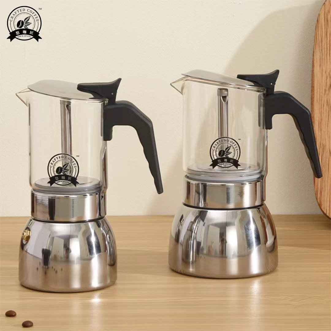 4/6 シースルー モカ ポット: 高ホウケイ酸ガラスボディ - Home Office Moka のレビューと価格