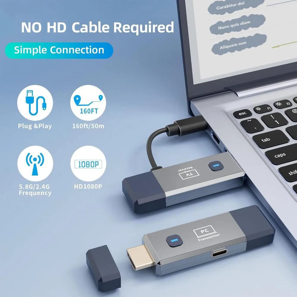 50 メートル長距離 1080P ワイヤレス HDMI 互換 - Home Office Pc のレビューと価格