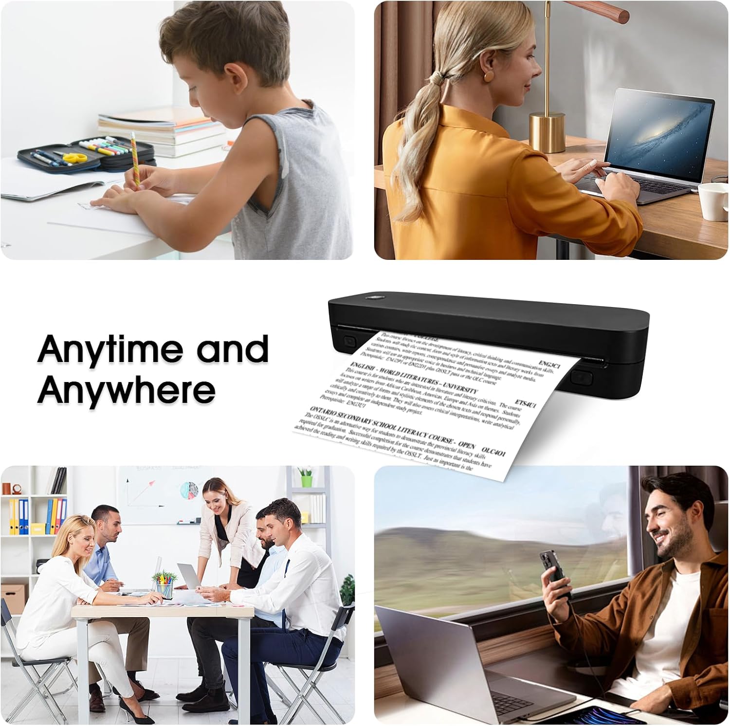 ポータブル A4 サーマルプリンター Bluetooth 対 - Home Office Travel Document のレビューと価格