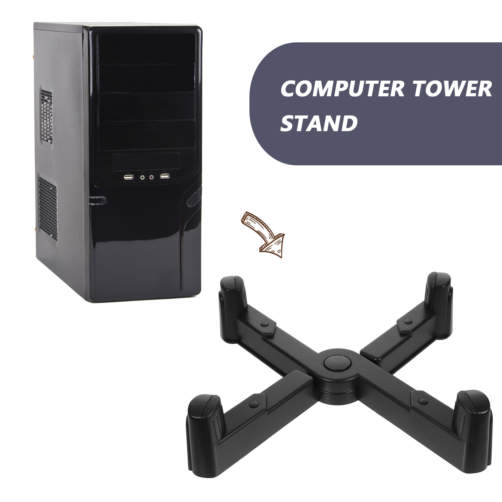 モバイルコンピュータタワースタンド、4つのスムーズなキャスタ - Home Office Pc のレビューと価格