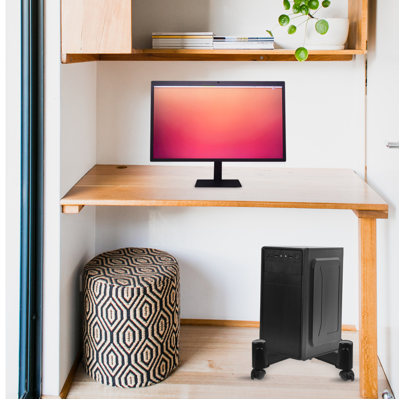 モバイルコンピュータタワースタンド、4つのスムーズなキャスタ - Home Office Pc のレビューと価格