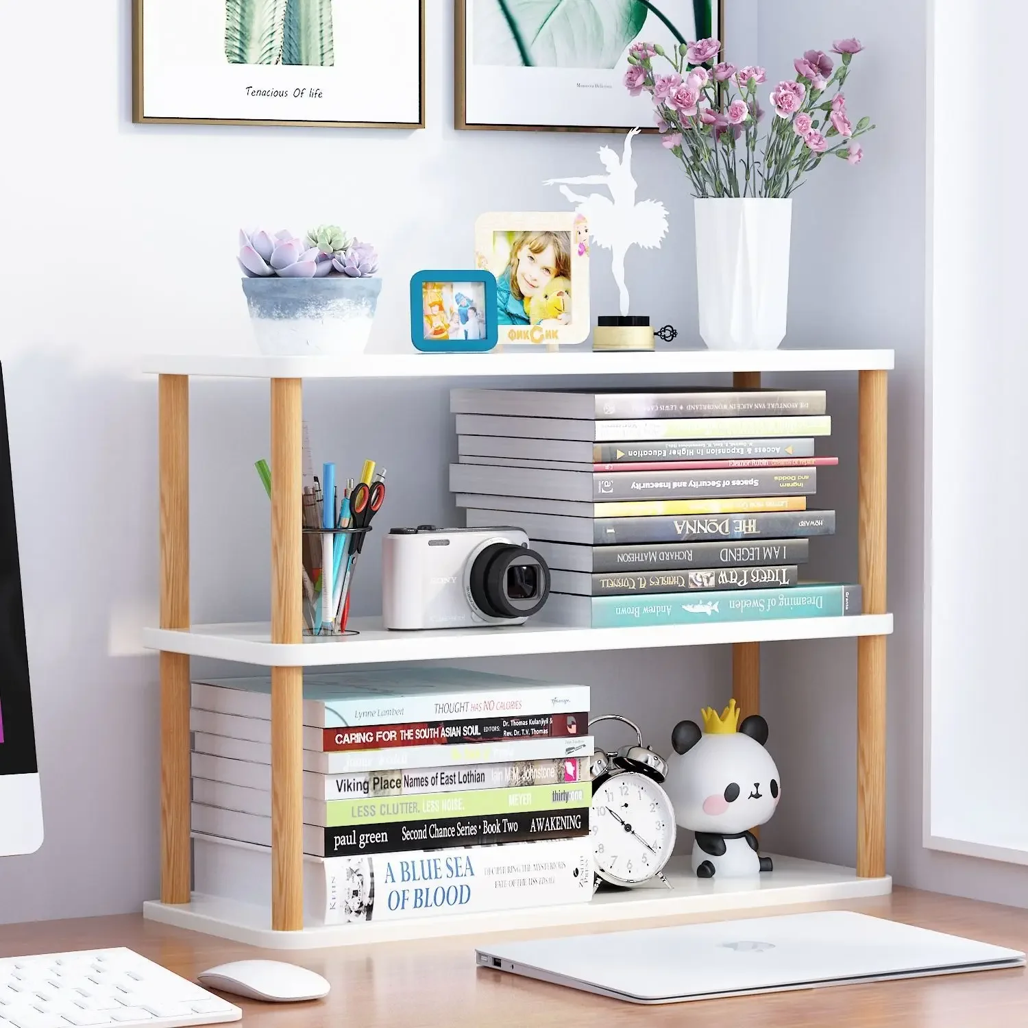子供、棚、デスクトップ、ラック、収納、マルチファン、パーティ - Bookcase Wood Shelf のレビューと価格