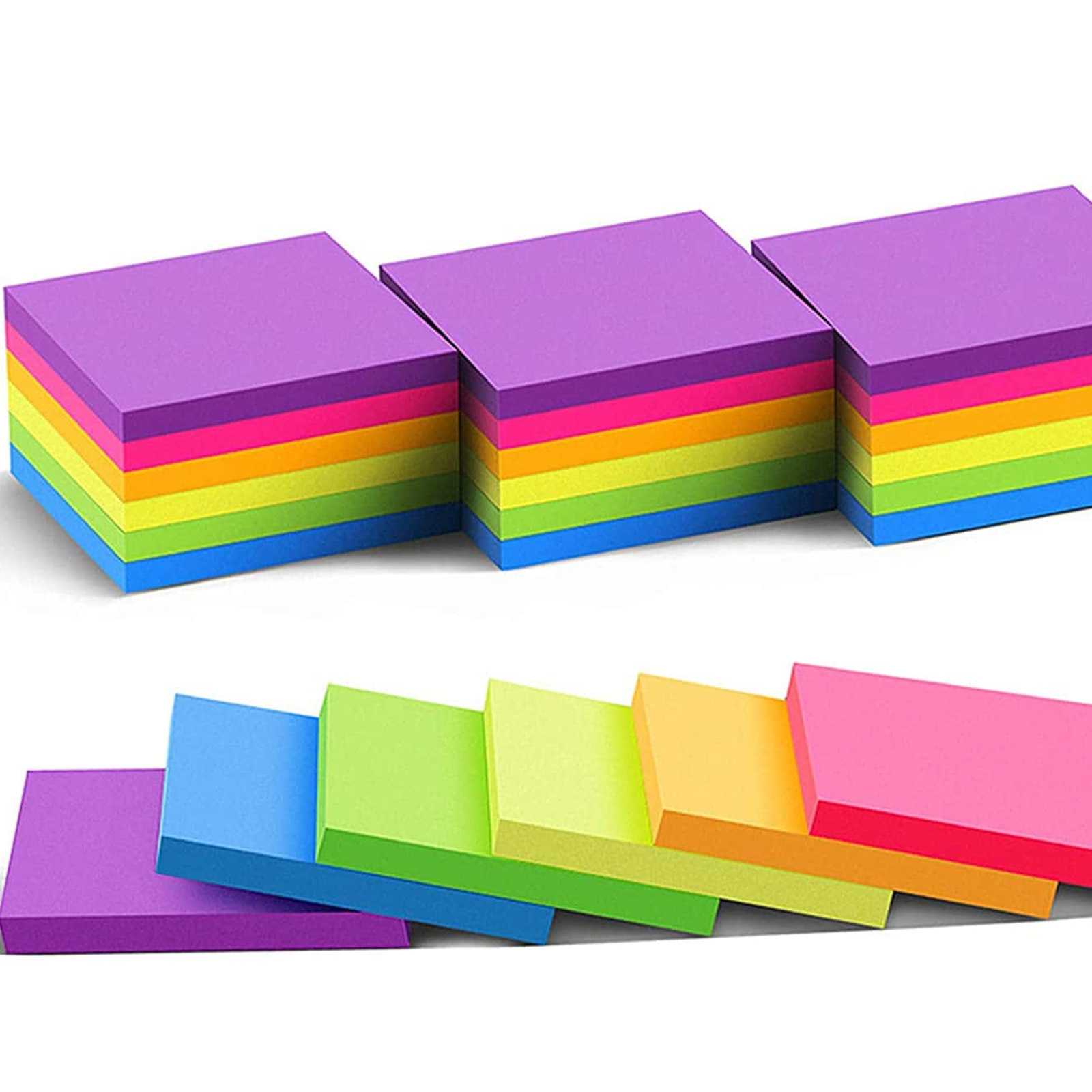 6 個蛍光色 3*3 インチ付箋メモパッドステッカープランナ - Sticky Note Dispenser のレビューと価格