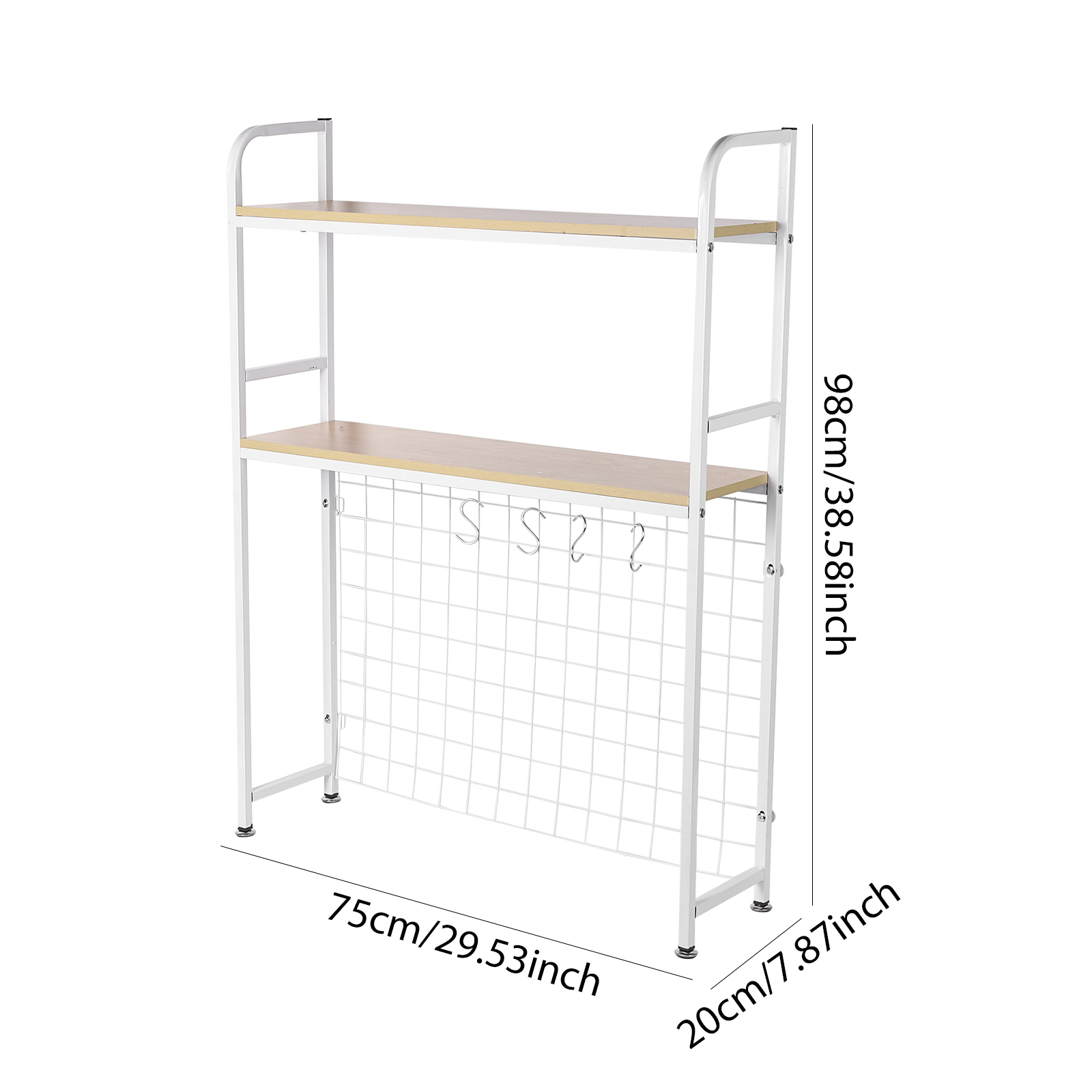 2段木製デスクオーガナイザーシェルフ、グリッドパネル付きブッ - Bookcase Wood Shelf のレビューと価格